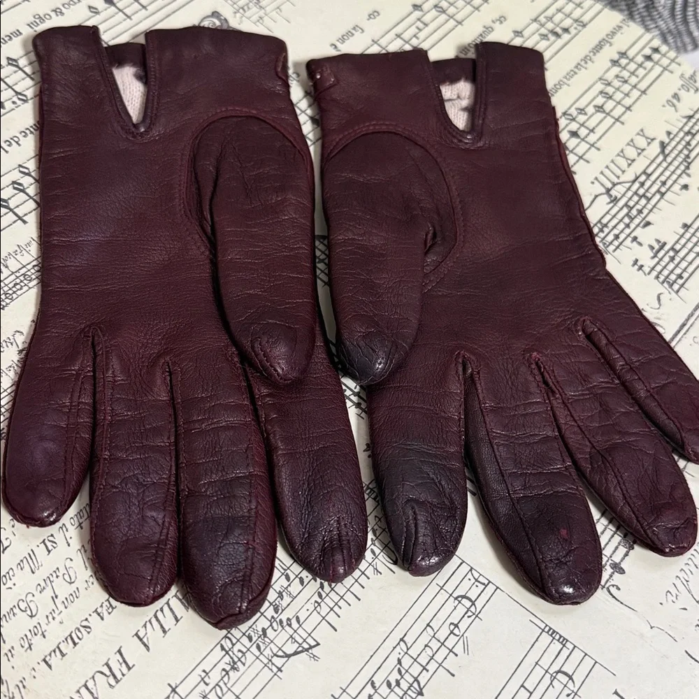 Etienne Aigner Vintage Oxblood Leather Gloves SZ Small